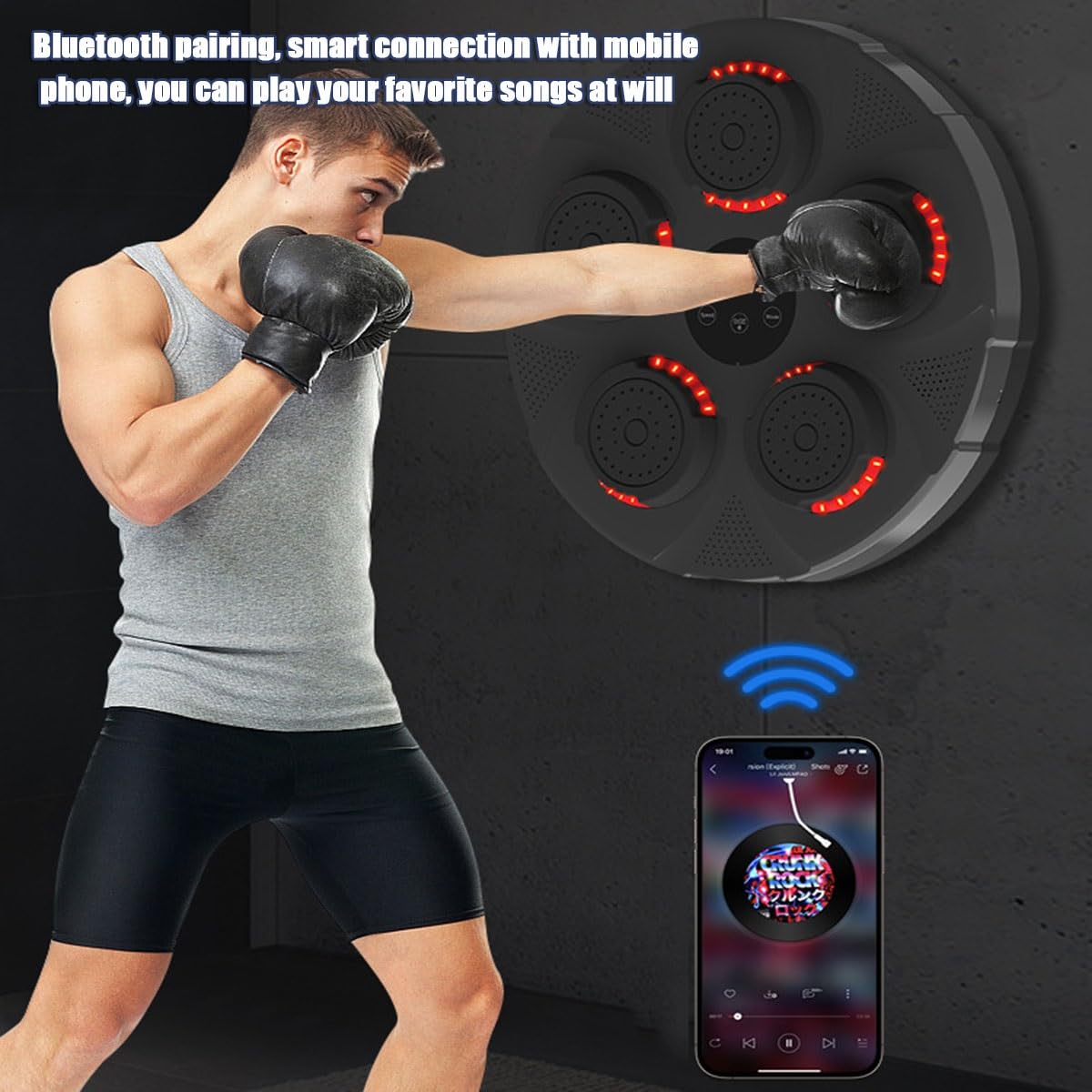 Inteligentna maszyna bokserska z muzyką Bluetooth, elektroniczna maszyna bokserska montowana na ścianie, inteligentna maszyna do treningu bokserskiego, inteligentna muzyka elektroniczna tarcza ścienna