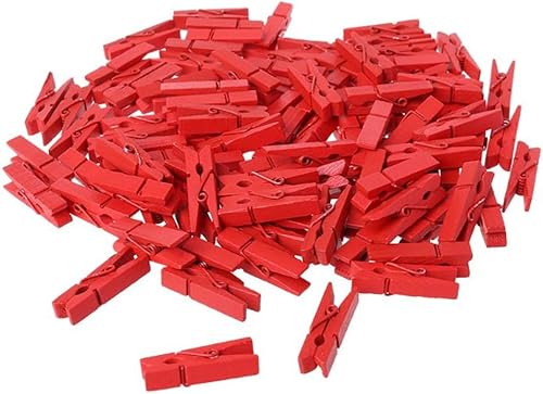 Miniatura 4 de 100 piezas Mini de madera natural para ropa de papel fotográfico, pinzas para ropa, clips para manualidades, papelería escolar y oficina (rosa)
