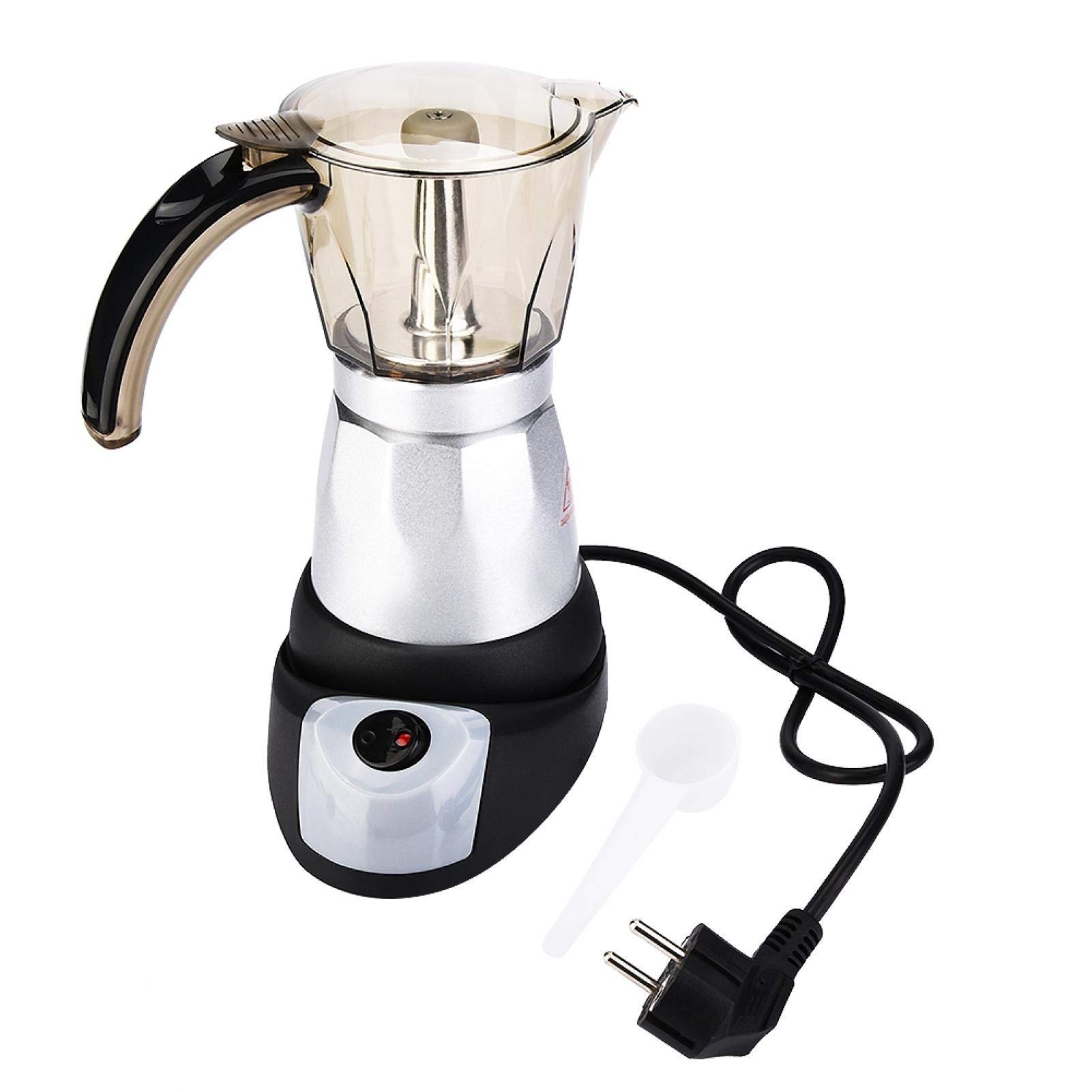 Pot Moka Électrique de Grande Capacité 220V Machine à Expresso Percolateur Classique Café et Thé pour Lave-vaisselle 300ml Argent