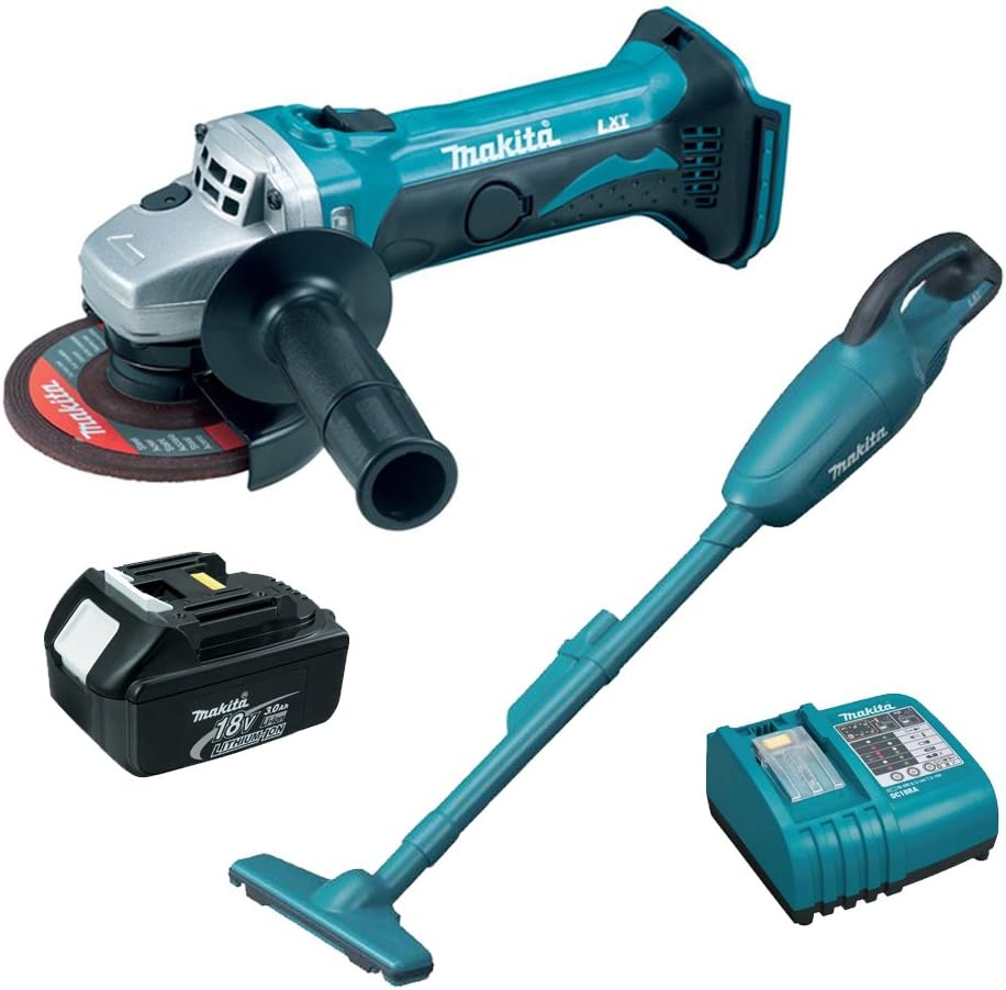 Makita DCL180Z DGA452Z BL1830 DC18RC 115 mm 18 V Cordless Angle Grinder Plus LiIon Vacuum