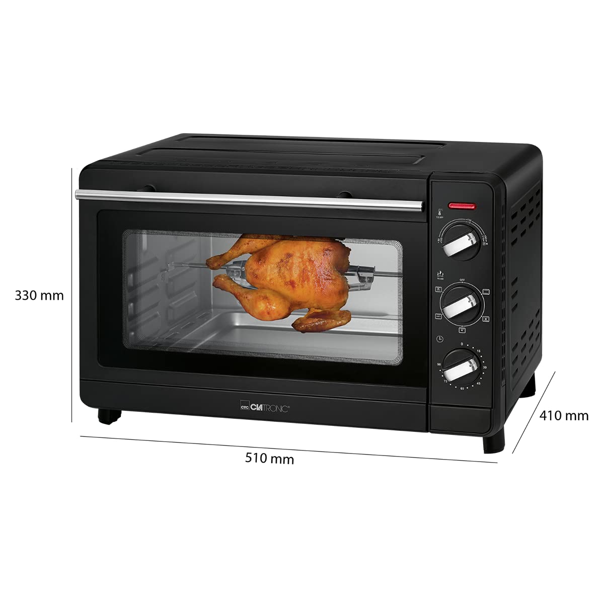 Clatronic Multi-Four MBG 3728, 30 litres d'espace de cuisson, convection + chaleur supérieure et inférieure, minuteur de 90 minutes avec signal de fin, noir