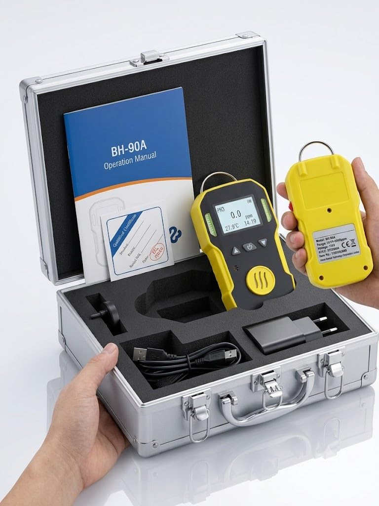 SKYKING Phosphine (PH3) Gas Detector 0-20 PPM | Portable Single Gas Leak Detector | Industrial PH3 Monitor with LCD Display, Audible, Visual & Vibration Alarm | Rechargeable Diffusion-Type-image-22