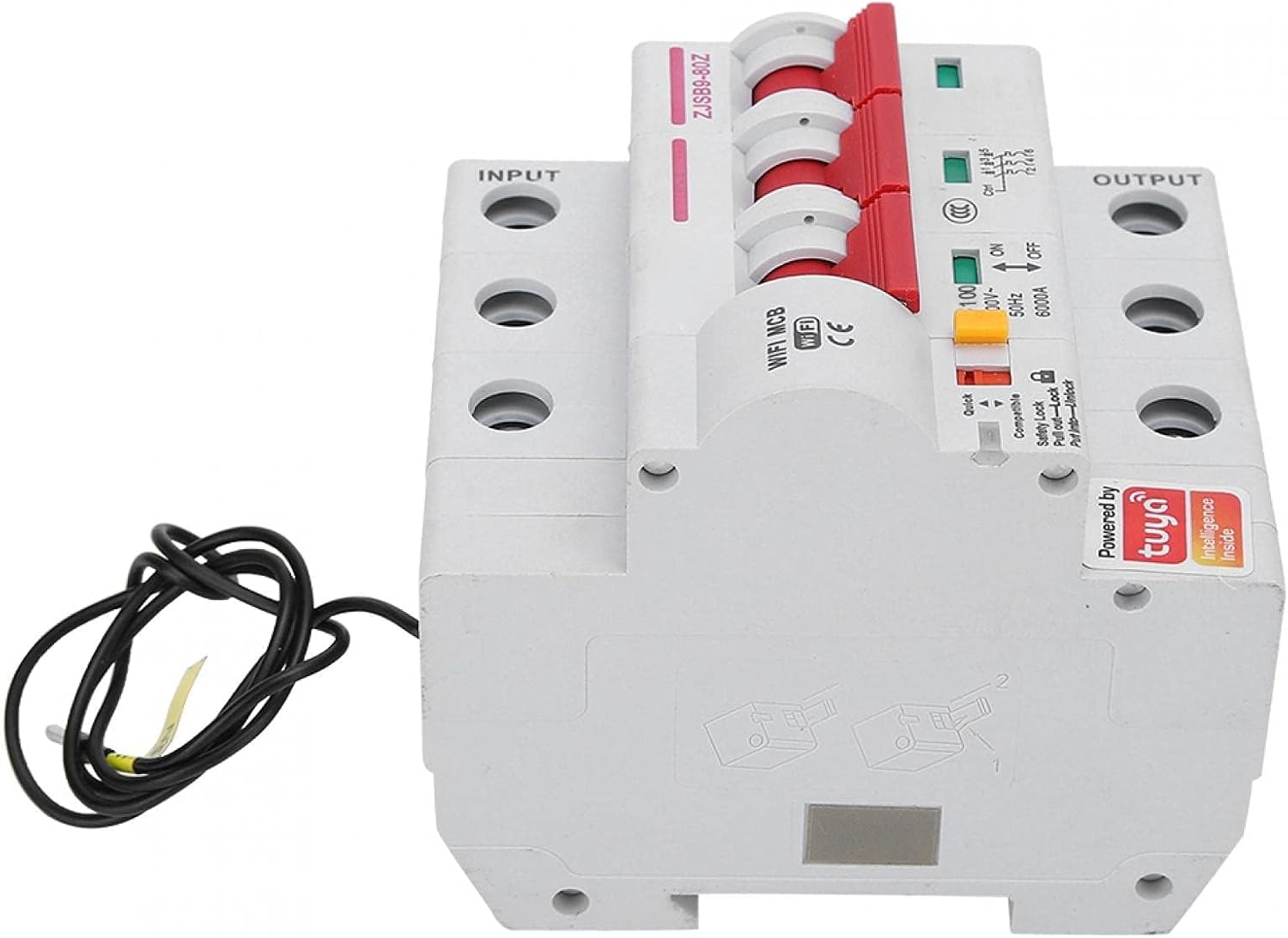Smart Circuit Breaker, AC220V PA66-DSM Flame Retardant Shell Phone APP Remote Switch (3P 100A)