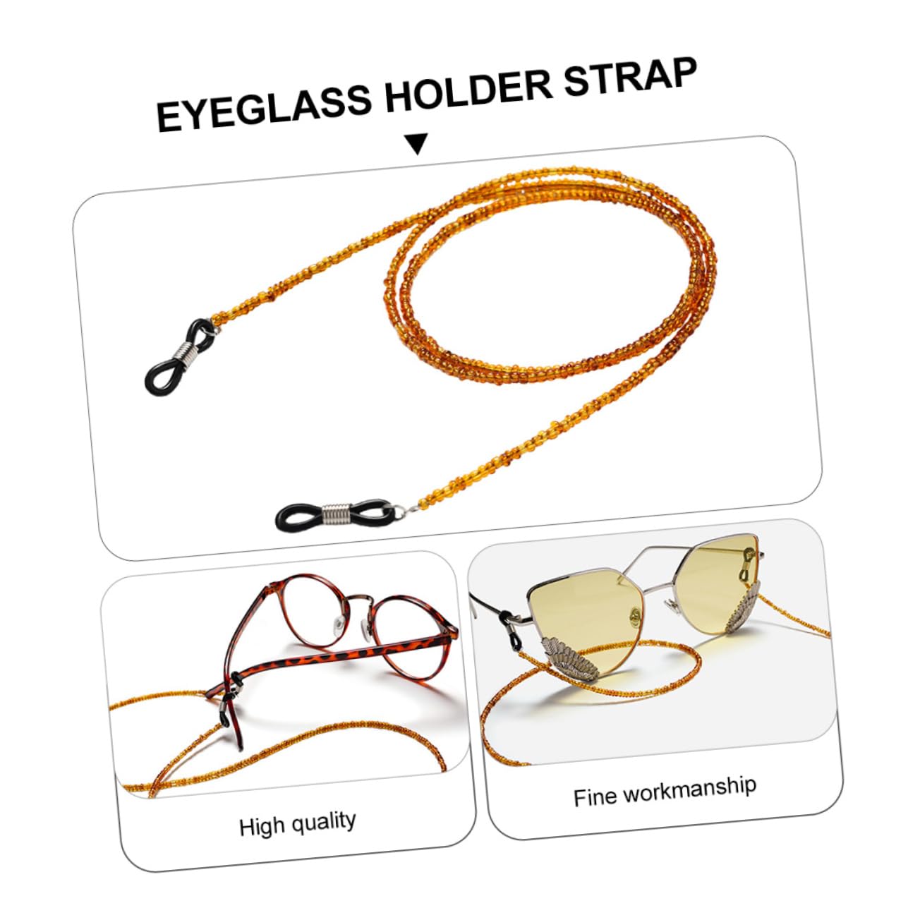 LIFKOME 3 Pcs Glasses Chain Strap for Glasses Eyewear Strap Holder Necklace Eyeglass Holder Eyeglass Holder Necklace Sunglass Chain Eyeglasses Hanging Rope Glasses Lanyard Beaded Brown