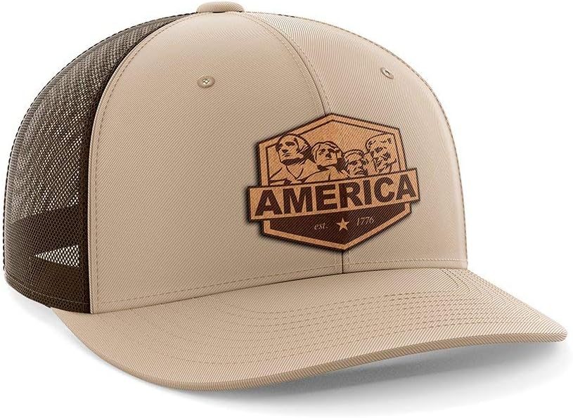 America Mount Rushmore Leather Patch Hat