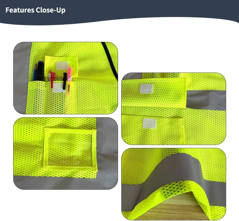 Miniatura 3 de Tydon Guardian Chaleco de seguridad reflectante de alta visibilidad para hombres y mujeres con bolsillos y cremallera frontal cumple con los