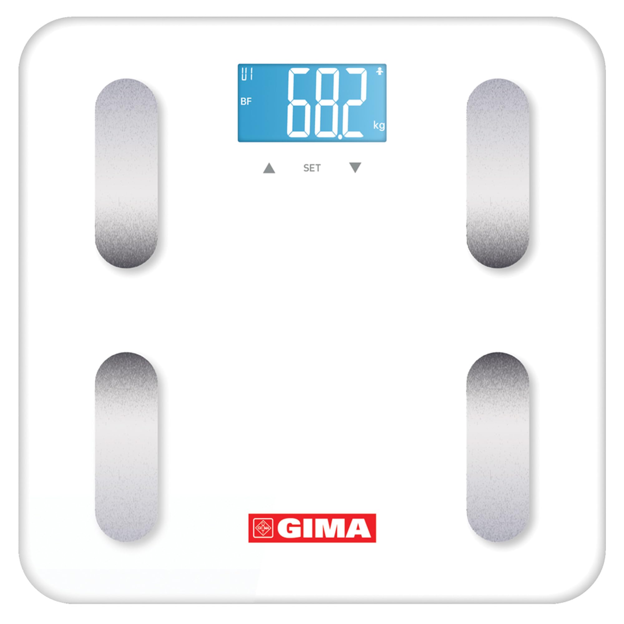 Gima Body Fat Balance numérique multifonction intelligente pour mesurer la graisse corporelle pourcentage d'eau dans le corps masse musculaire et masse osseuse avec Bluetooth et écran LCD - mod. 27269