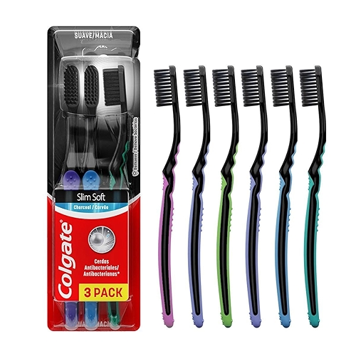 Escova de Dente Colgate Slim Soft Black Com Infusão de Carvão 6 unid