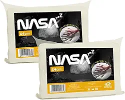 Kit 2 Travesseiro Nasa 14cm Altura Espuma D40 Viscoelástico Nasa Zz Capa Com Zíper 100% Algodão 200 Fios - Lar Conforto…