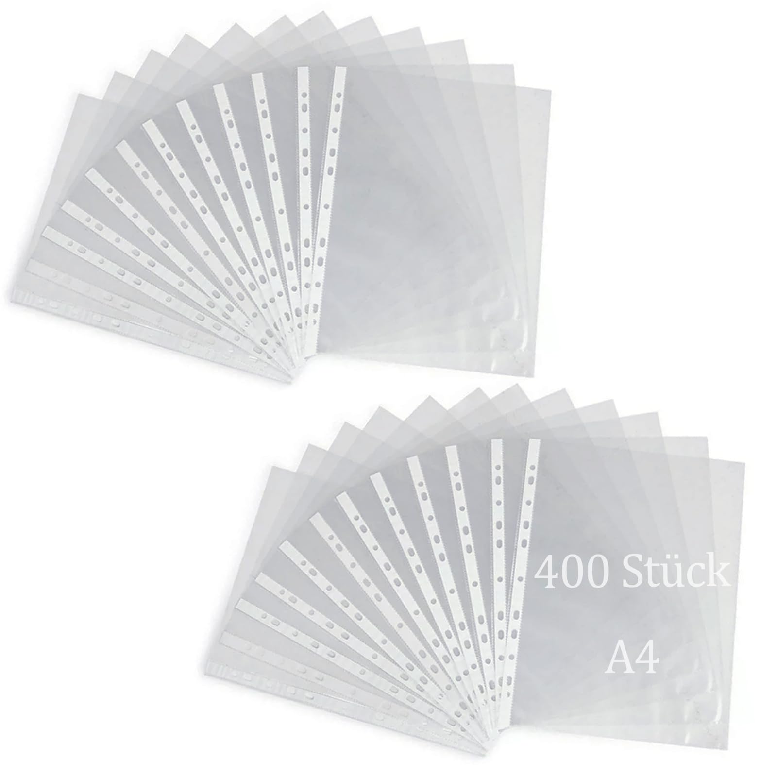 400 buste trasparenti per opuscoli, formato A4, formato A4, con fori per raccoglitori A4, formato A4, con fori per raccoglitori A4