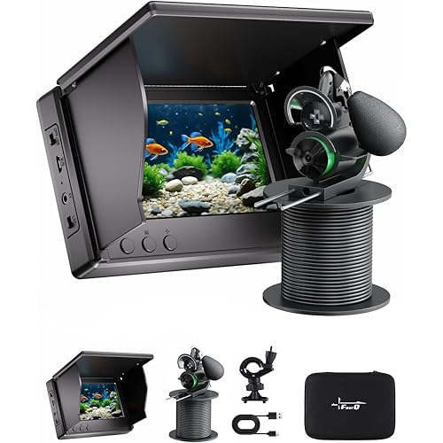Fishing Camera with Infrared Night Vision Light,220° Wide Angle Monitoring of Fish，Portable Fish Finder with 100ft Cable, 4.3 Inch LCD and Upgraded HD Lens for Ice Lake Boat Kayak Fishing