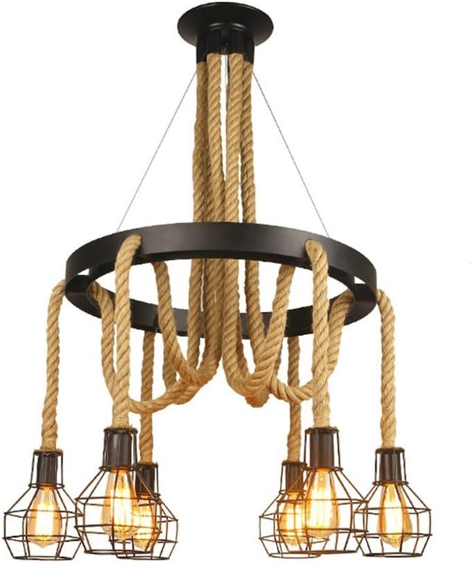 Adjustable Ceilingp Led Retro Twine Wrought Iron Dining Table Fashion Hotel Crestaurant Decorationp