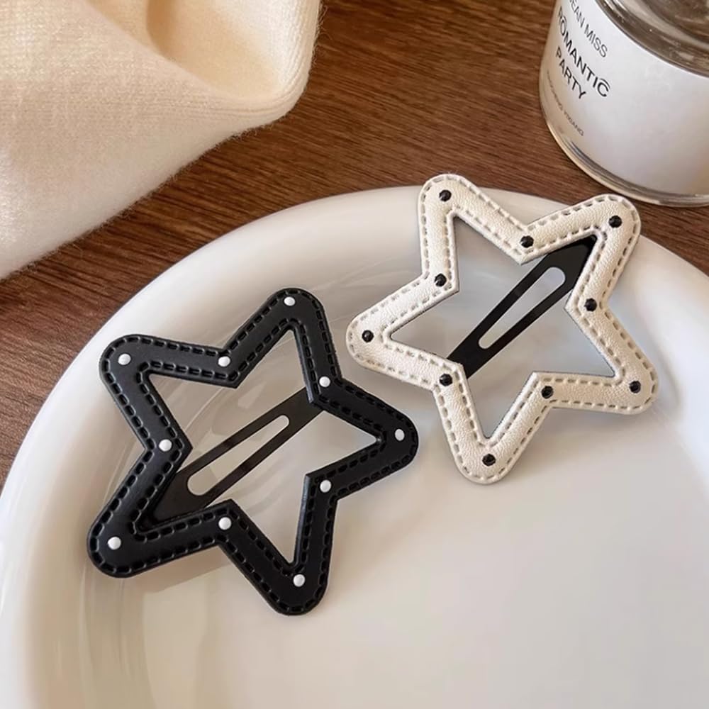 20PCS Star Hair Clips - Y2k Cute Hair Barrettes Non-Slip Decorative Accessories for Girls and Women(Black and White) - Image 5