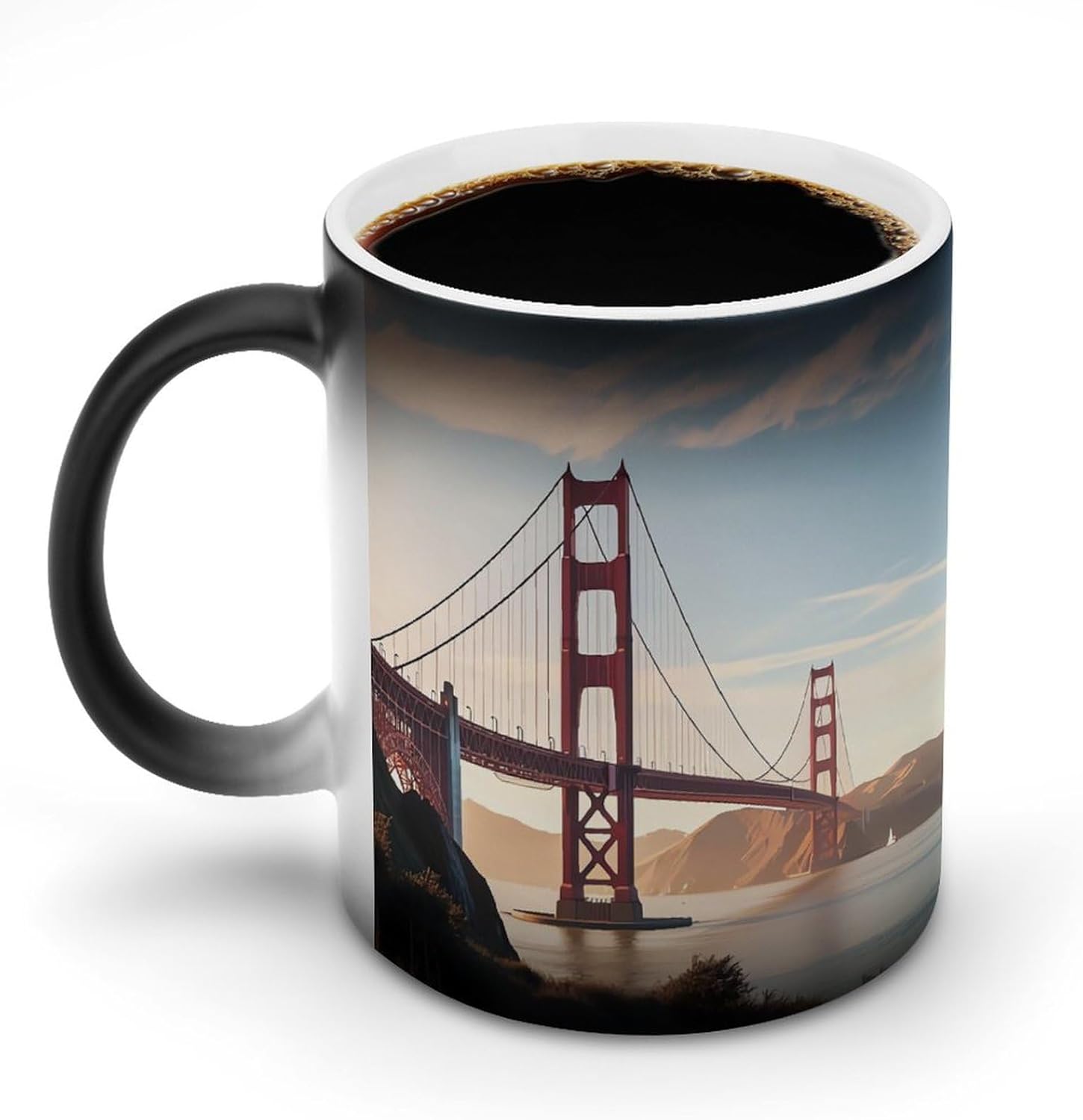 Color Changing Cups,Golden Gate Bridge Printed 11 Oz Ceramic Cups for Birthday Men Women