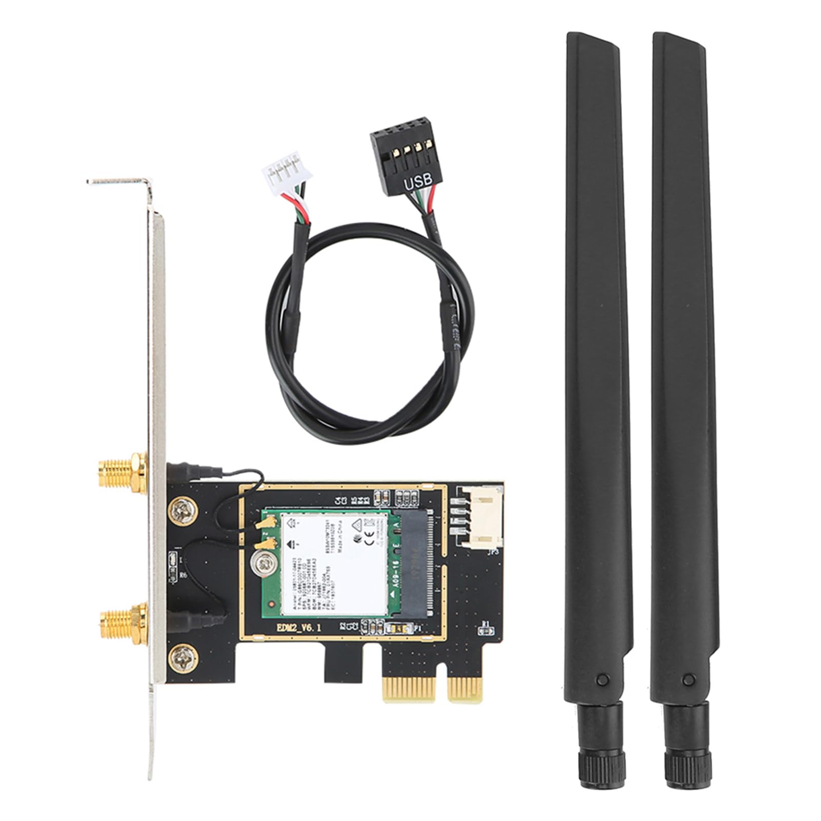 Jectse Carte Réseau Fil Double Bande, 1730 Mbps PCIe WiFi 6 9260NGW 5.0, avec Antenne 8DBi à Gain élevé, pour 10 OS