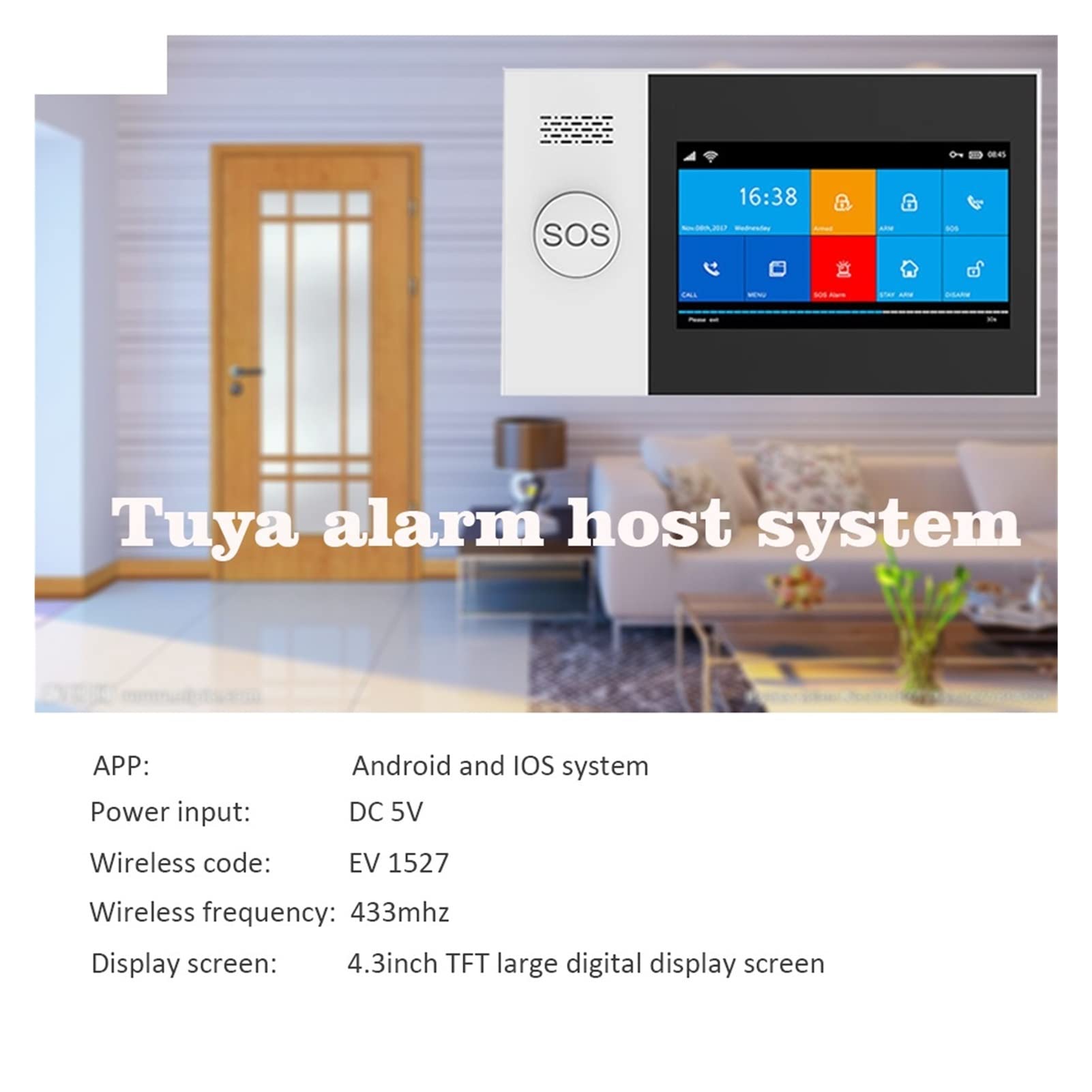 WiFi GSM. System alarmowy bezpieczeństwa do sterowania domowymi aplikacjami z drzwiami detektora dymu Pirus Czujnik ruchu Smart House Wire Wireless Szybki montaż(F)