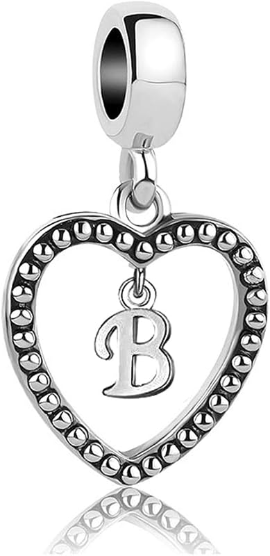 Heart Love Letter Charm fits Pandora Bracelets Pendant Alphabet Name Initial Charm Jewelry for Women