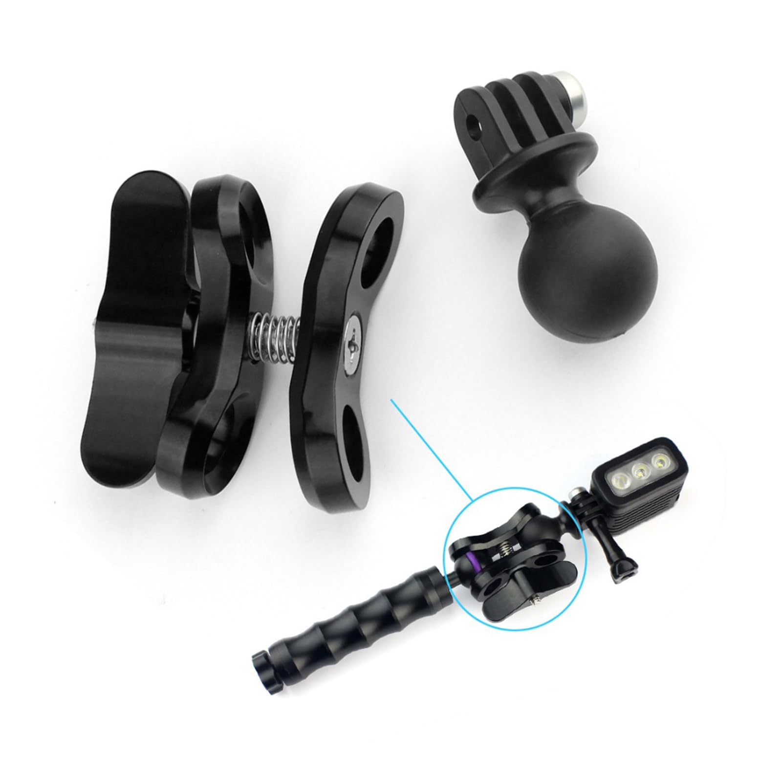 Kamera-Zubehör, Tauchlichter, Kugel, für Schmetterlings-Clip, Arm, Klemmhalterung, Aluminium, für 3/4/5 SJ6000 Kamera-Schmetterlings-Clips
