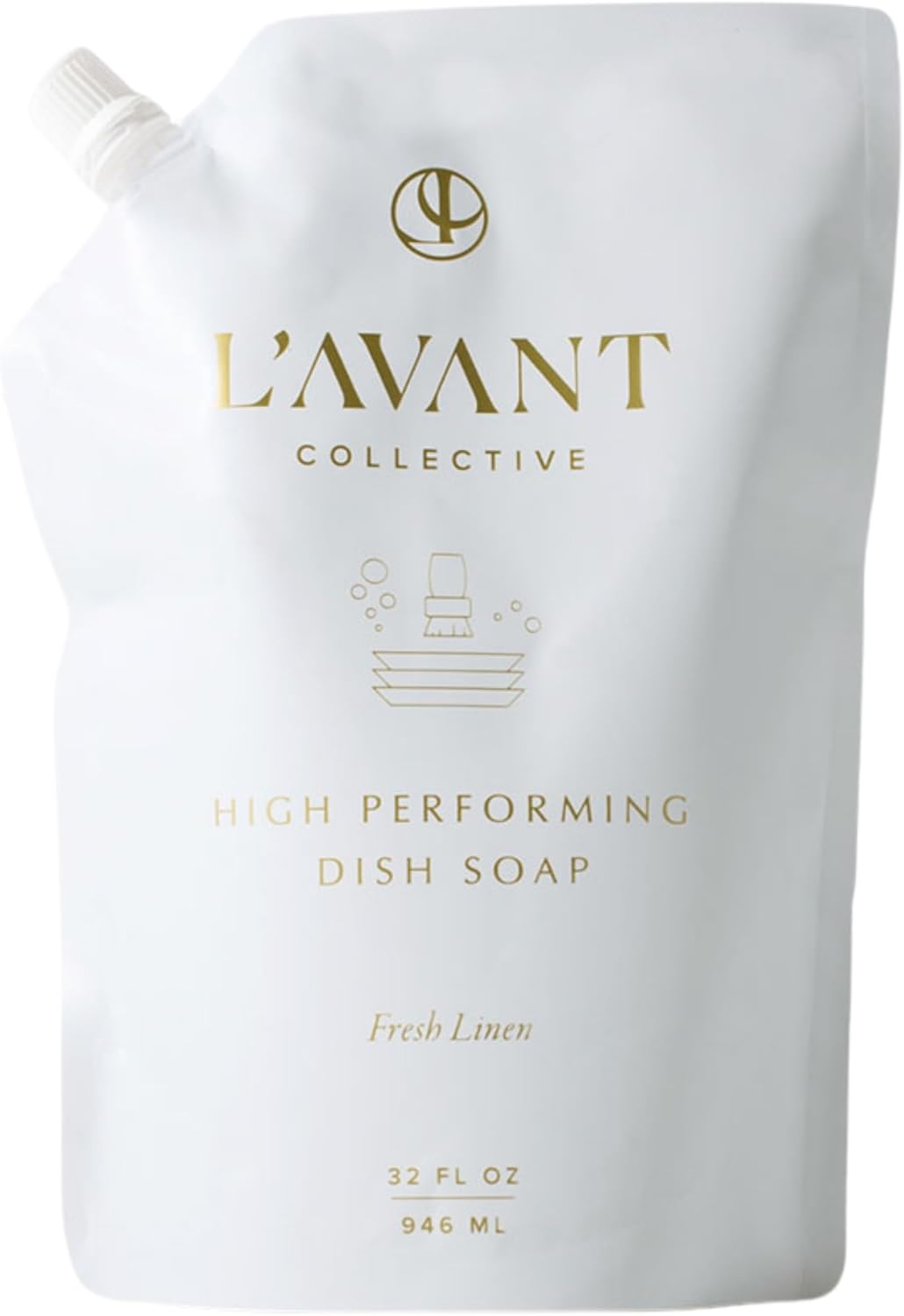 L'AVANT Collective High Performing Dish Soap Refill | Plant-Based Ingredients & High Performing Formula | Fresh Linen Scent | 32 FL oz/946 mL