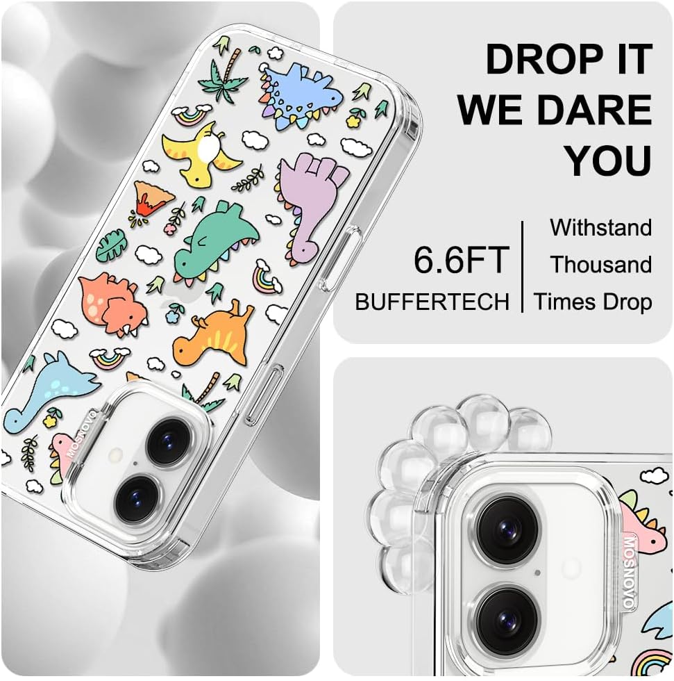 MOSNOVO for iPhone 17 Case | Military Grade 6.6ft Drop Tested | Camera Control | Clear with Dinosaur Land Design - Image 5