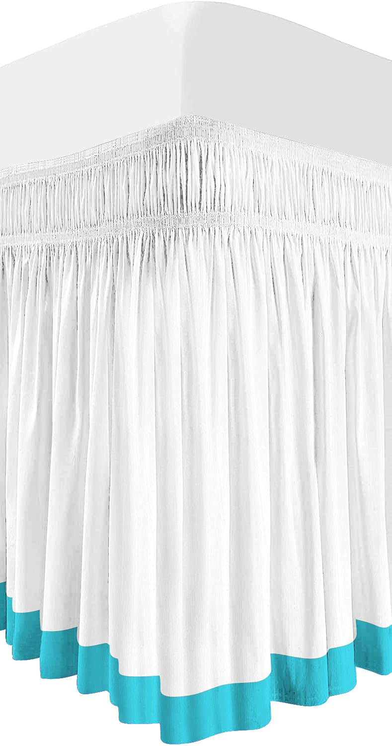 Tow Tone Wrap Around Dorm Room Bed Skirt with Three Side Coverage in Split Corner 1000 Thread Count