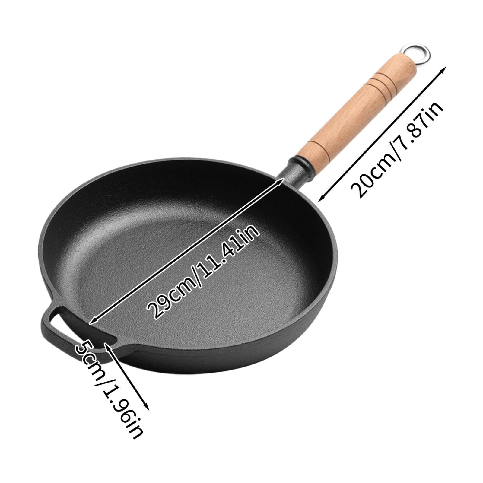 Sartenes De Hierro Fundido Con Tapa Antiadherente Con Mango De Madera | Plancha Grill Cocina Para Cocinar, Hogar, Camping, Dorar, Hornear, Saltear, Tortilla, Pescado, Huevos