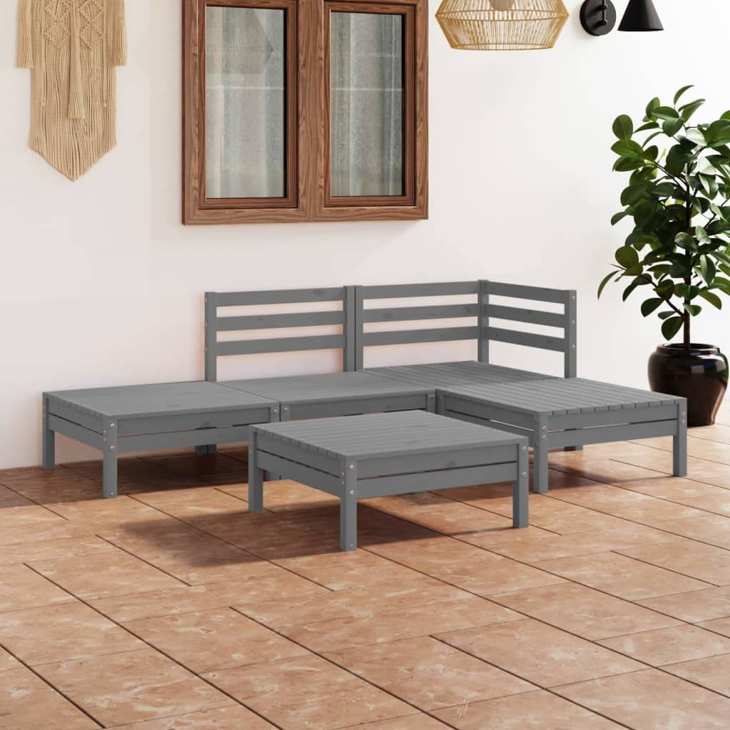 Salon de jardin 5 pièces modulable avec canapé d'extérieur et table basse