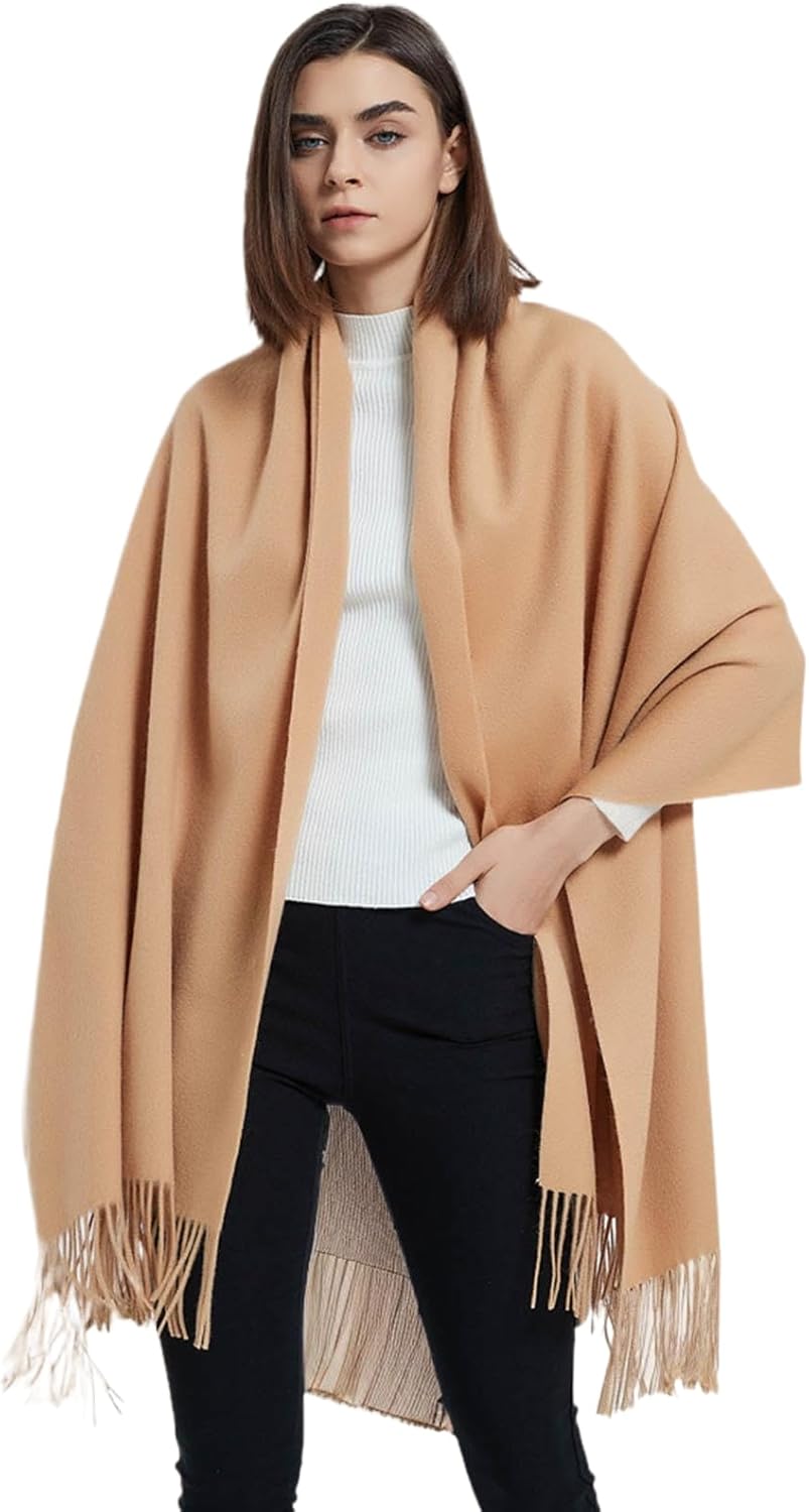 Novawo Wool Shawl Large Thick Pashmina Travel Blanket Scarf Winter Wraps for Women - Image 2