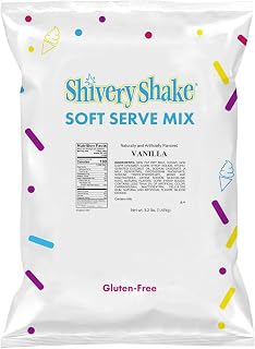 Shivery Shake Vanilla Soft Serve Ice Cream Mix - 3.2 lb. bag - Creamy, Smooth, Easy-to-Make | Just Add Water | Perfect for Commercial & Home Machines
