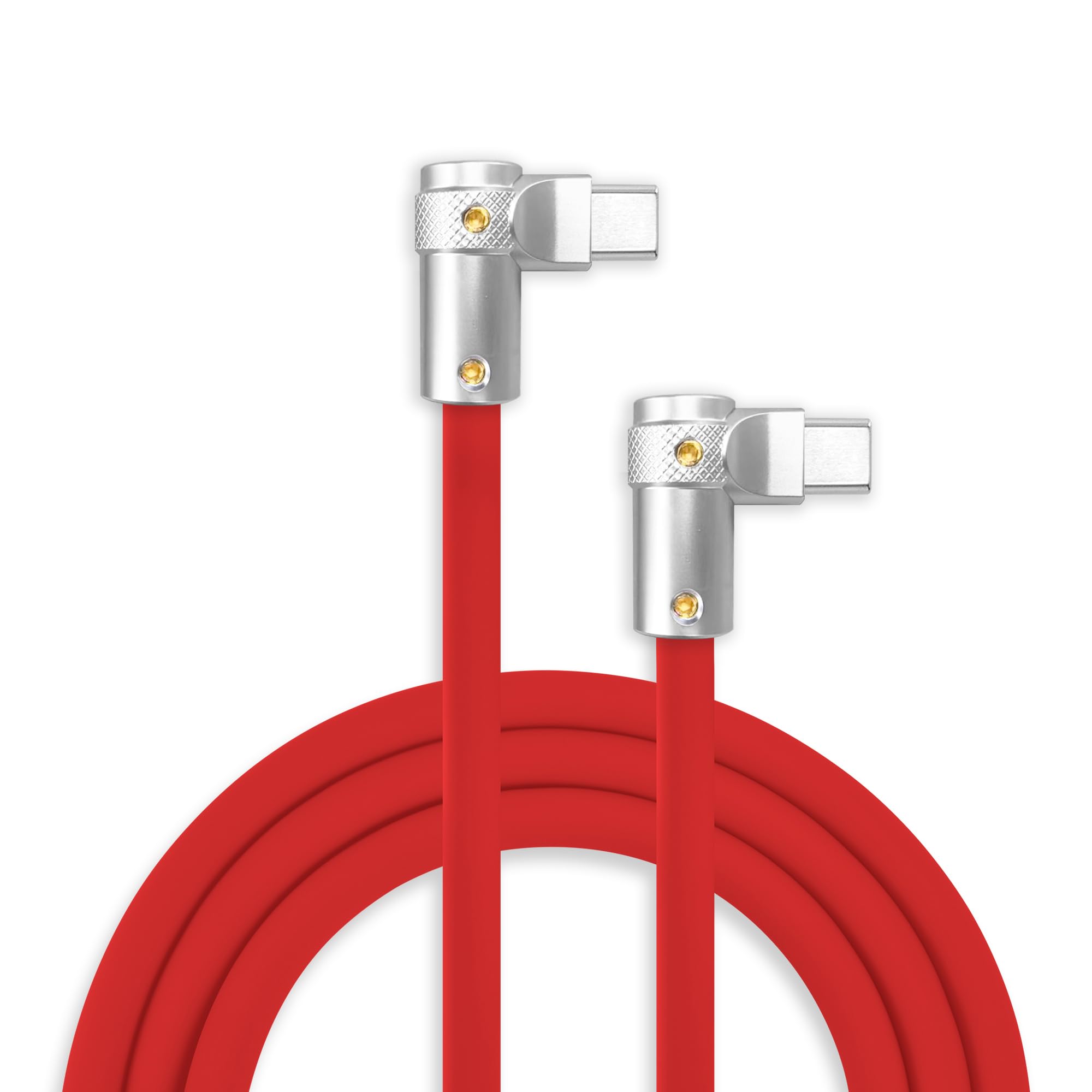 chubbycable FlexElbow 90 Degree 240W Fast Charging Cable Right Angle USB C Cable Silicone Charging Cord Compatible with iPhone 17-15 Series iPad, Red,