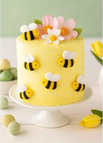 Bumble Bees Sugar Cake Toppers Ideal para cupcakes 48 piezas