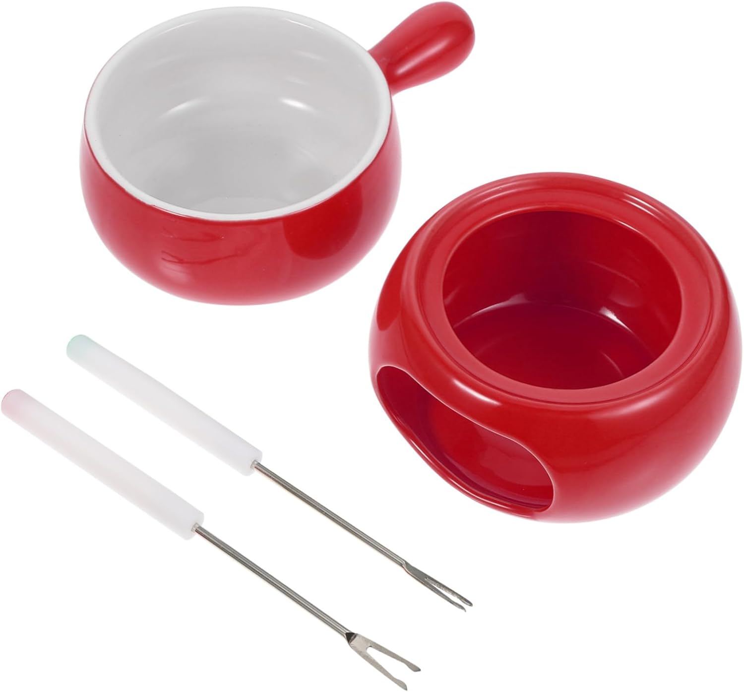 Ceramic Cheese Melting Pot Set Chocolate Fondue Stove for Cheese Fondue Furnace Stove Forks