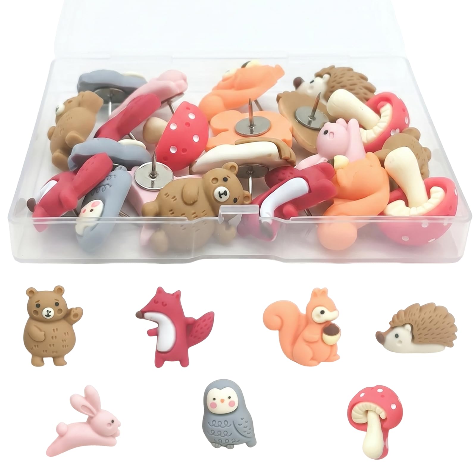30Pcs Pins for Pinboard Cute Animal Thumb Tacks Multiple Animal Push Pins for Cork Board Bulletin Board Notice Boards