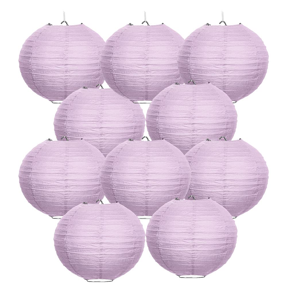 WIRESTER 10 Pack Lanterns (10 Inch) Tissue Paper Decorations for Wedding, Party, Birthday, Baby Shower - Lavender