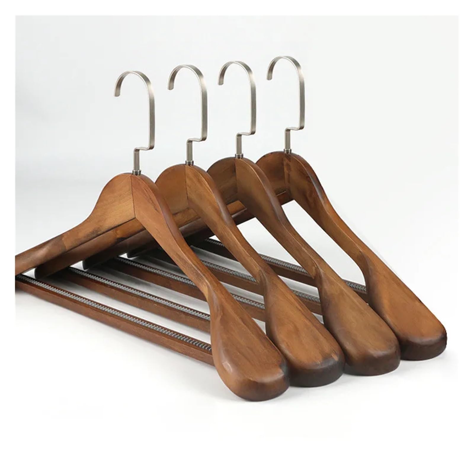 Kleiderbügel aus Holz 5 Stück breite Kleiderbügel aus Holz – Massivholz for Anzüge, Hotels, Schränke, rutschfeste, Nahtlose Wäscheständer(Color 5)