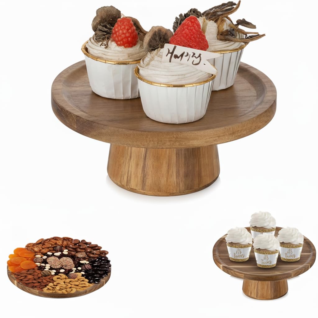 NUPTIO Wooden Cake Stand, 7.6 Inch