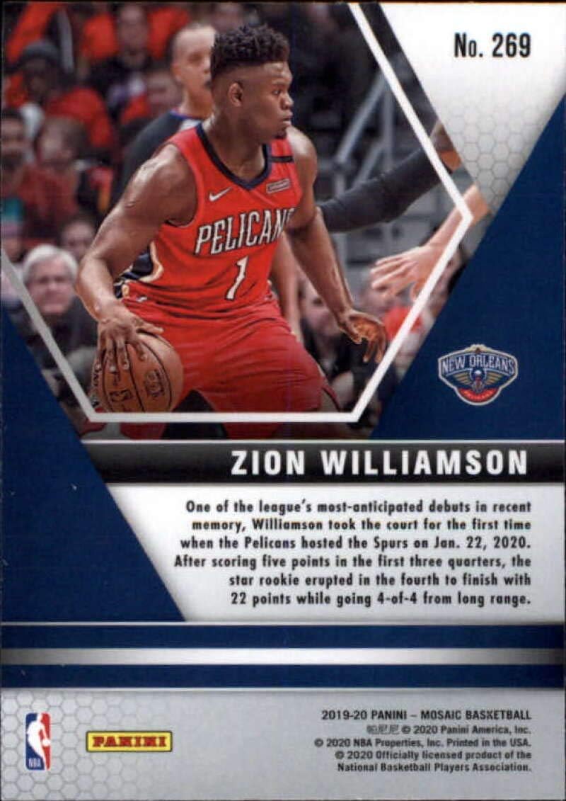 2019-20 Panini Mosaic #269 Zion Williamson RC - New Orleans Pelicans NBA Basketball Card NM-MT (Rookie Card)