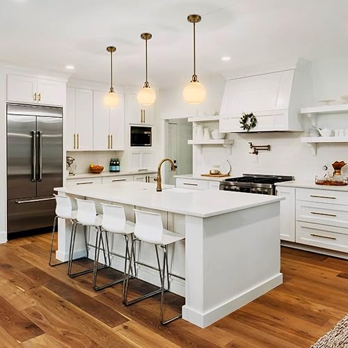 Miniatura 2 de DAYCENT Lámpara colgante moderna de latón de estilo rústico con forma de globo de leche para isla de cocina, ópalo y vidrio de leche, compatible con