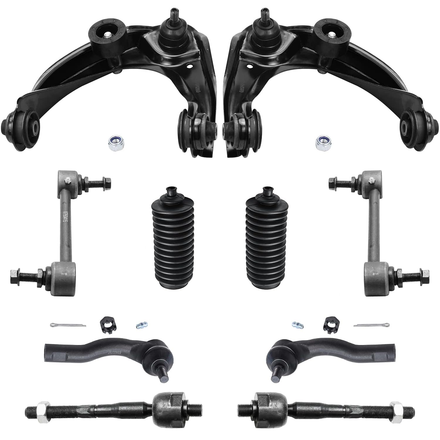 Detroit Axle - Front End 10pc Suspension Kit for 2010-2012 Ford Fusion Mercury Milan, 2011-2012 Lincoln MKZ, 2 Upper Control Arms w/Ball Joints 4 Tie