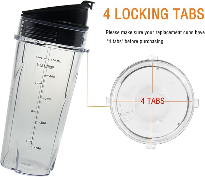 Vasos de repuesto de 16 oz para licuadoras Ninja, paquete de 2 miniatura 2