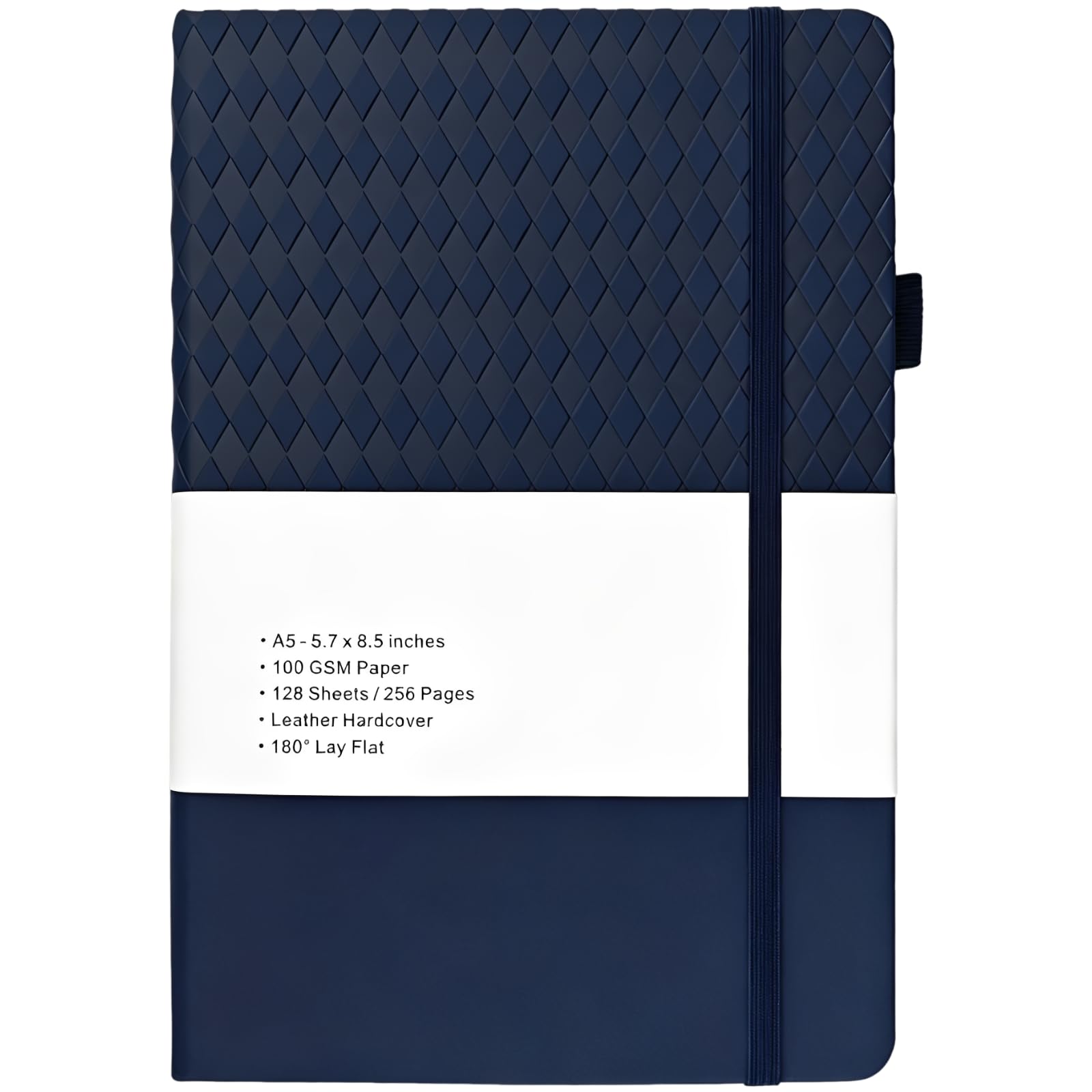Carnet A5 ligné couverture rigide bleu foncé pour écriture fluide