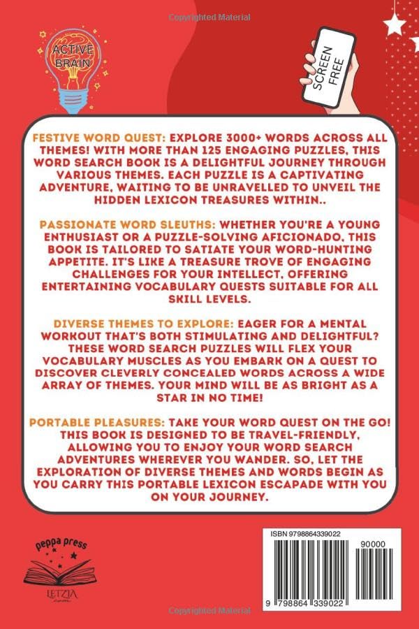 Vista 2 de 3000+ Word Search Puzzles for Adults Large Print 125 Various Themed Activity Book for Teens and Seniors Big Collection of Captivating Words