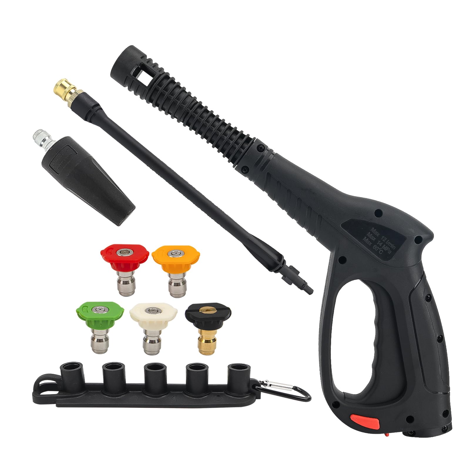 Bear Force Replacement Pressure Washer Spray Gun Kit With Lance, 5 Spray Tips, Turbo Nozzle & Holder - Compatible With Portland, Husky, Ford, Pulsar, ShopForce, Taskforce Powerwasher