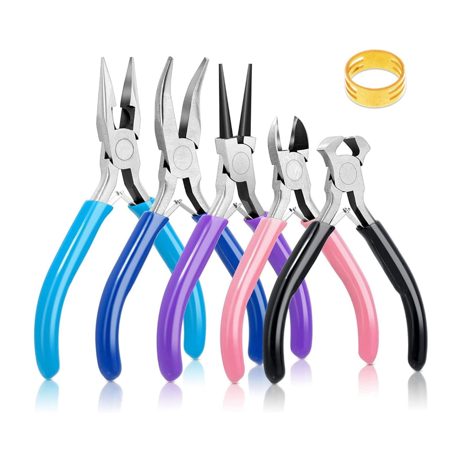Tazweeq5 Packs Jewelry Pliers Set,there are Needle Nose Pliers/Round Nose Pliers/Chain Nose Pliers/Bent Nose Pliers/Zipper Pliers,Jewelry Pliers Set Jewelry Making Tools.