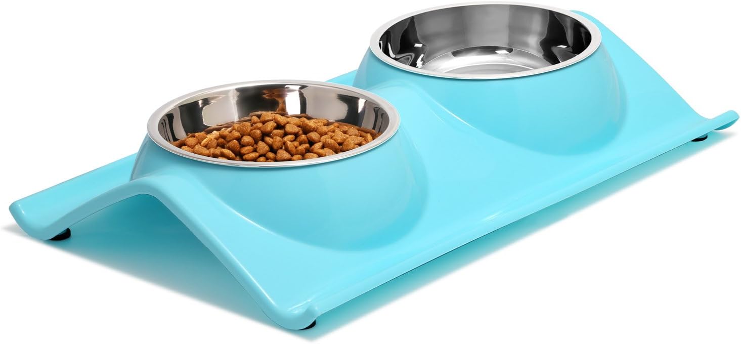 UPSKY Double Dog Cat Bowls Premium Stainless Steel Pet Bowls, Food Water Feeder Cats Small Dogs.