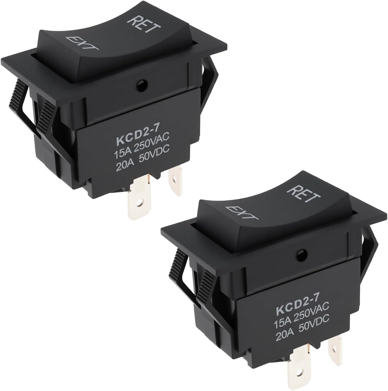 2pcs 4Pin Momentary RV Jack Rocker Switch KCD2-7 15A 250V for Tongue Jack Retract Extend