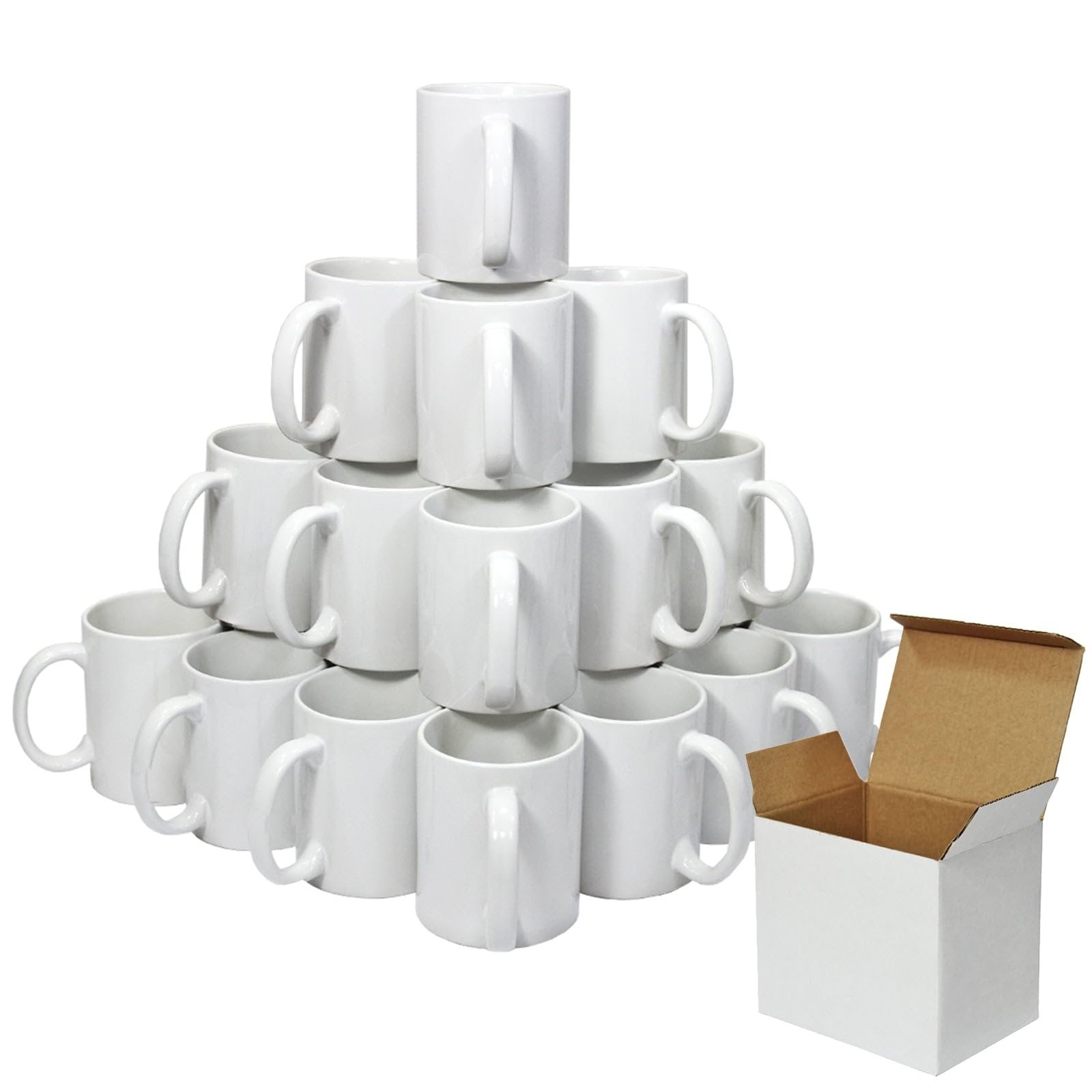 72 Tazas 325ml Recubiertas de Polímero Blanco para Sublimación con Cajas Tazas Blancas Sublimación 11 oz de AAA Grado Cerámico para Sublimar Personalizar con Prensas de Calor por Transferencia Térmica