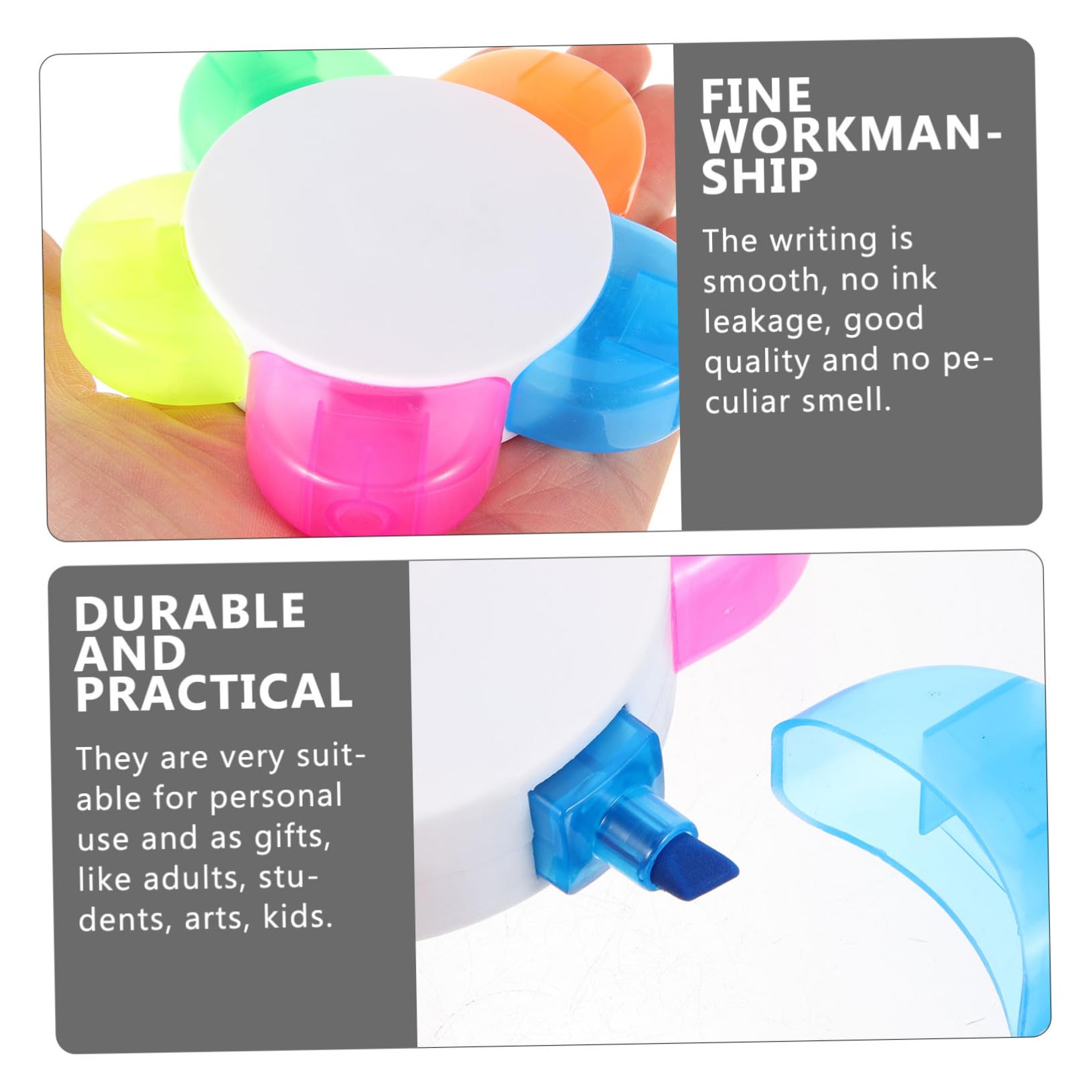 HOMSFOU 10 Stück Petal Highlighter Stifte Fluoreszierende Textmarker mit Blumenblatt-design Langlebige Marker für Schule Büro Studium und Notizenorganisation