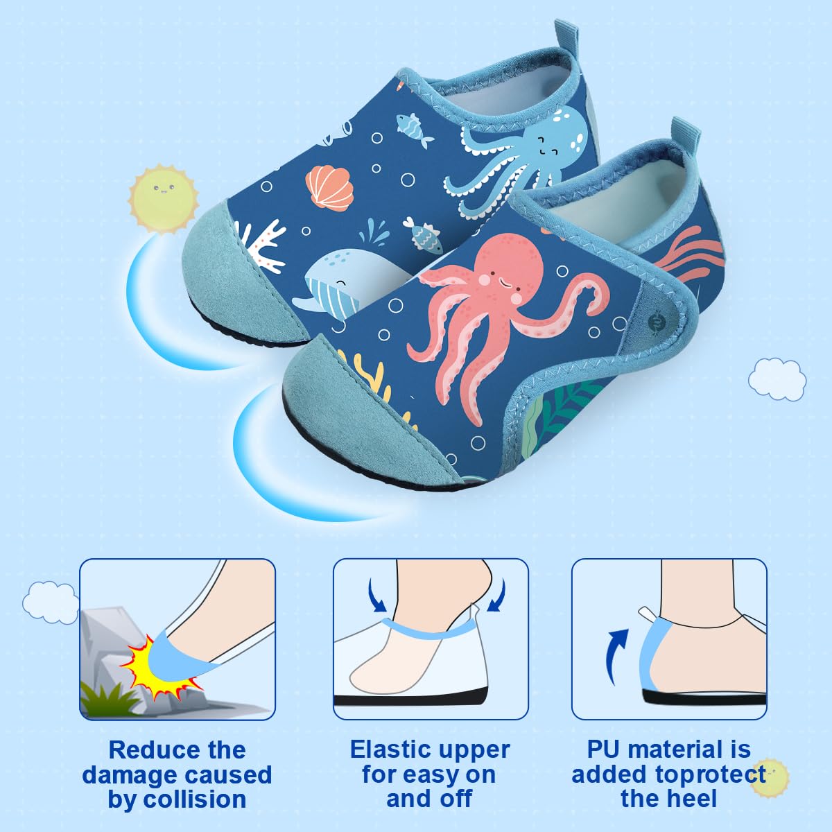 Scarpe da Scoglio Scarpe da Sport Acquatici Bambino Scarpe Mare Piscina Bambini Scarpe da Spiaggia Immersione Ragazzo Ragazza Water Shoes Scarpe a Piedi Nudi per Surf Sportivo