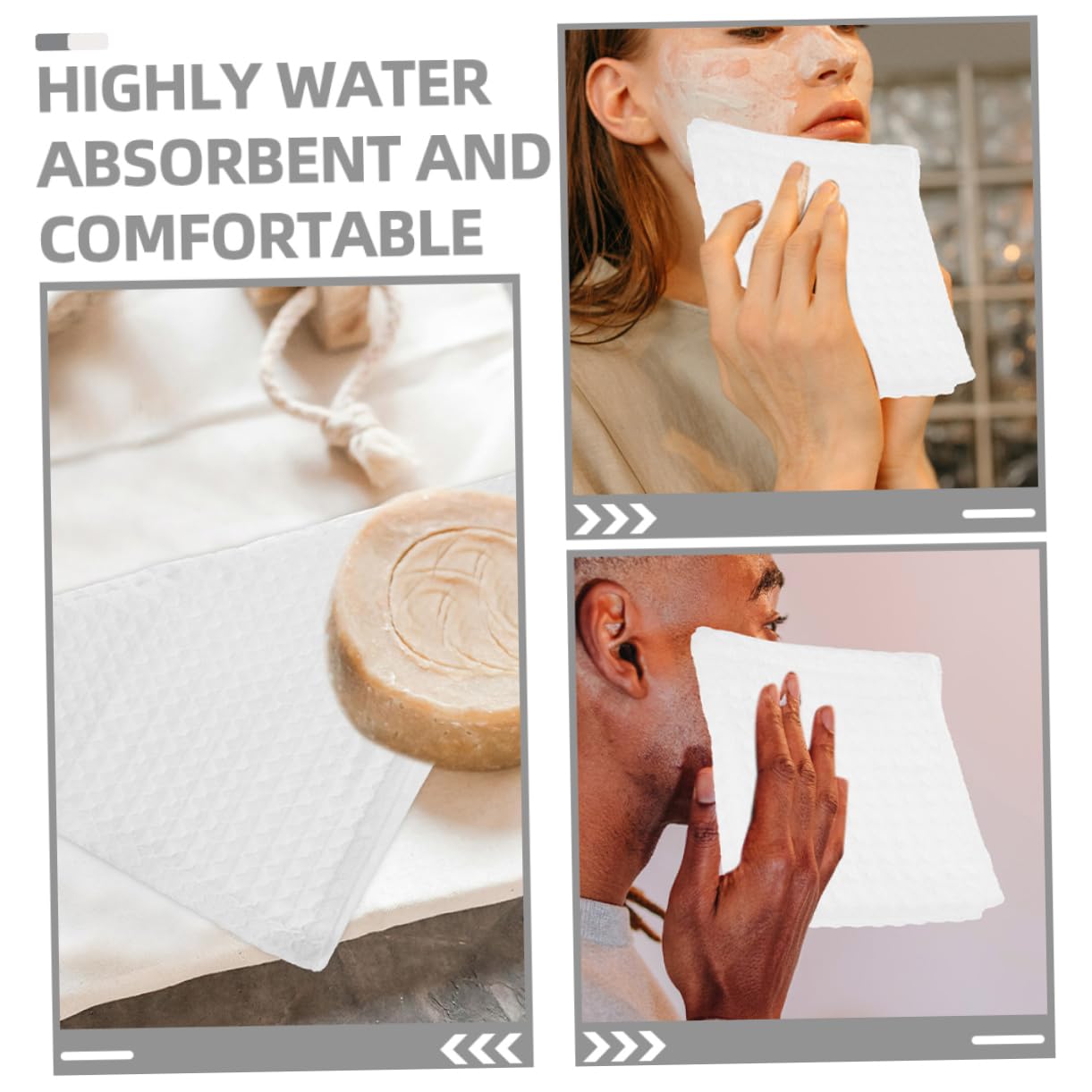 12piezas Toallas De Algodón Absorbentes para Rostro De Paños Faciales Cuadrados Desmaquillado y Limpieza Diaria